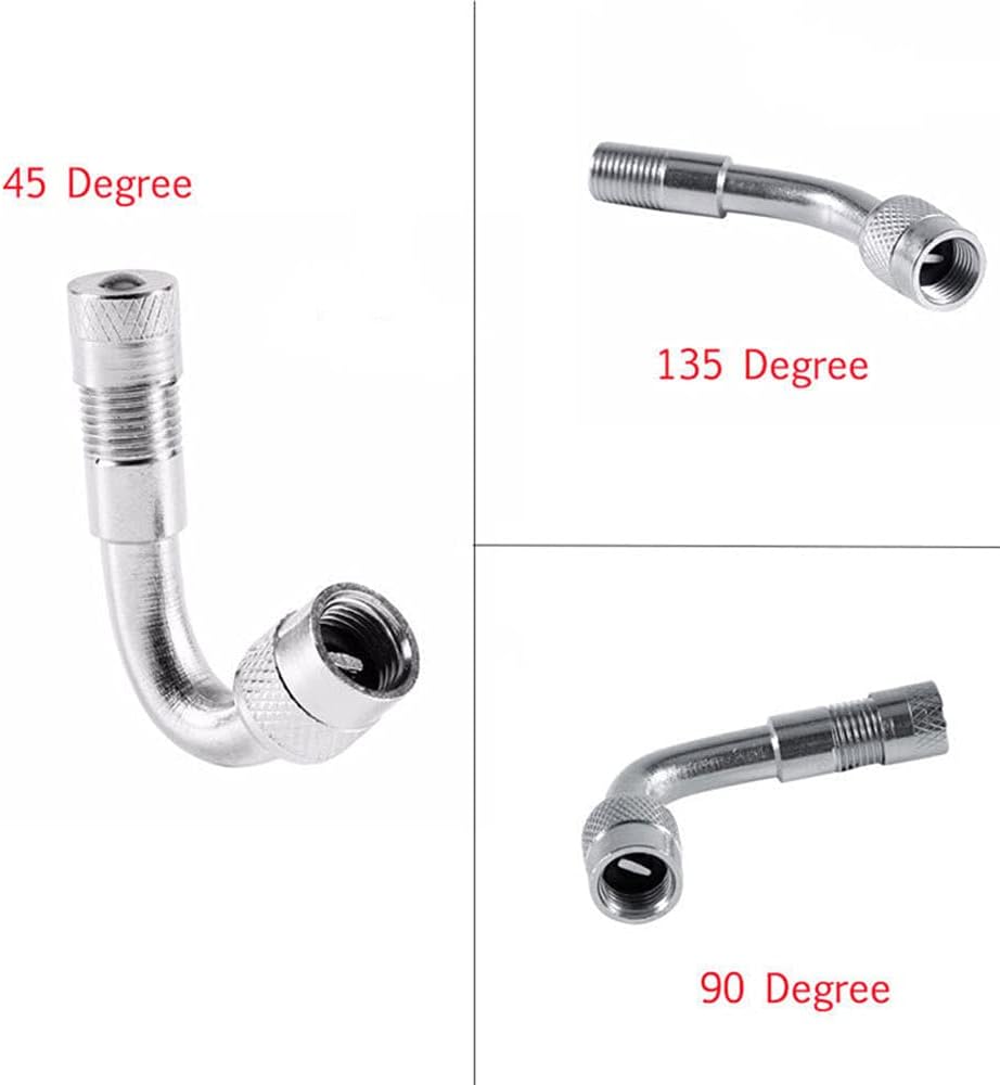 Paquete de 6 extensores de vástago de válvula, extensión de válvula de neumático de 45 grados, 90 grados, 135 grados, compatible con ruedas duales,