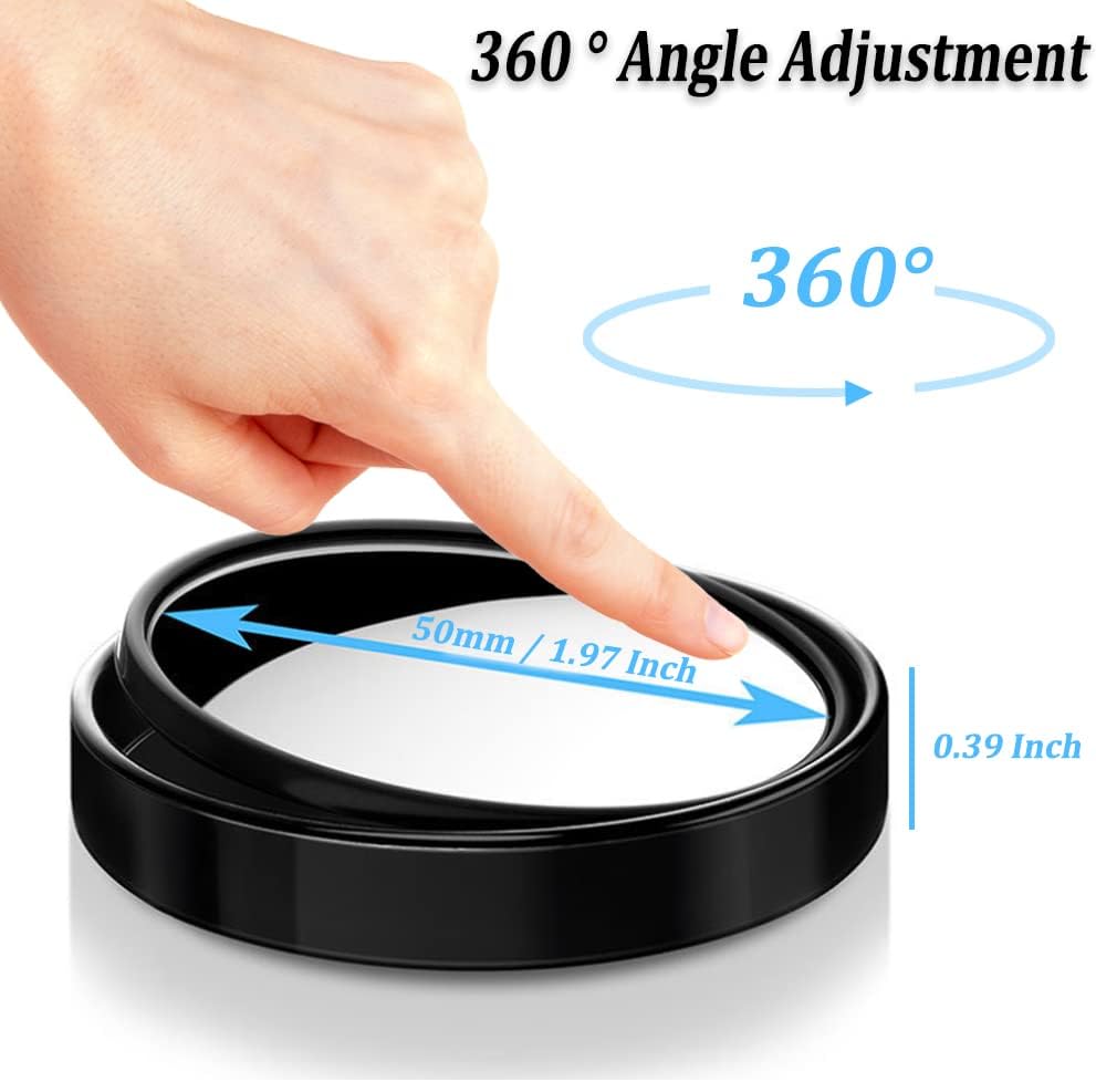 Paquete de 2 espejos de automóvil de punto ciego de 2 pulgadas, ángulo ajustable, vidrio HD, redondo, vista lateral, retrovisor, accesorios con