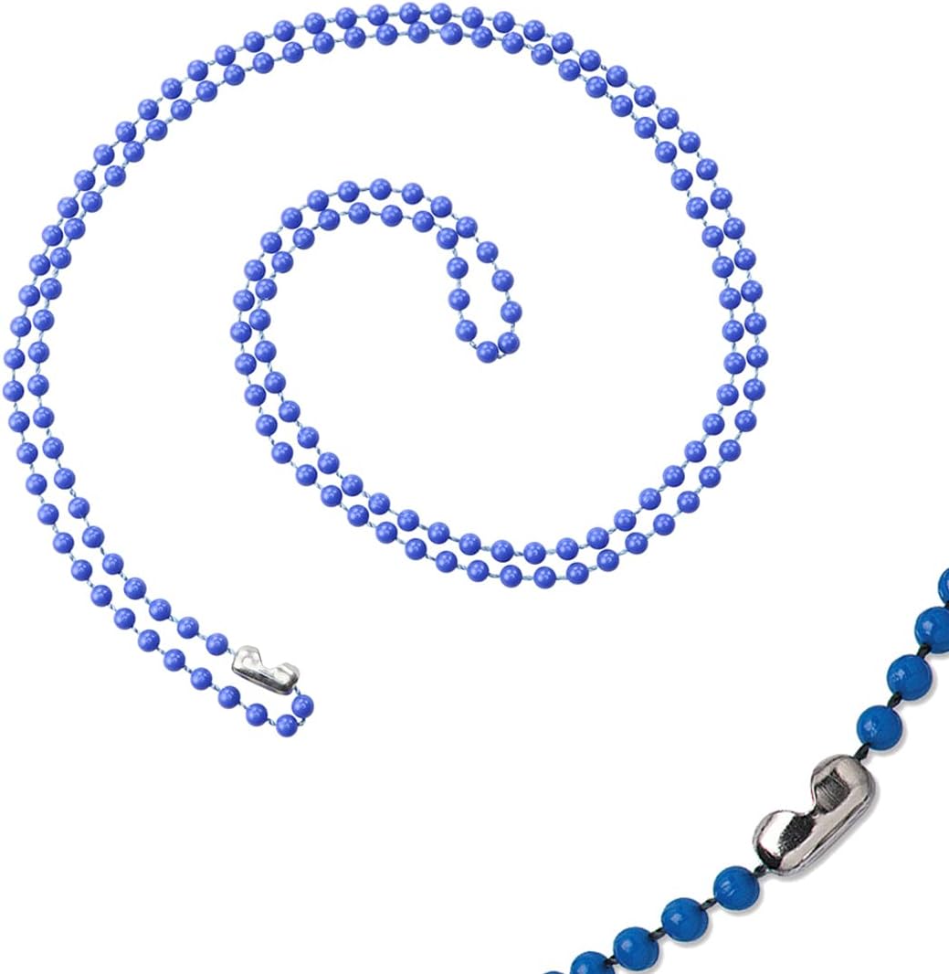Cadena de cuello con cuentas de plástico, 38 pulgadas de longitud, cuentas de bola (0.098 in) – Conector de acero niquelado – Soporte para insignia