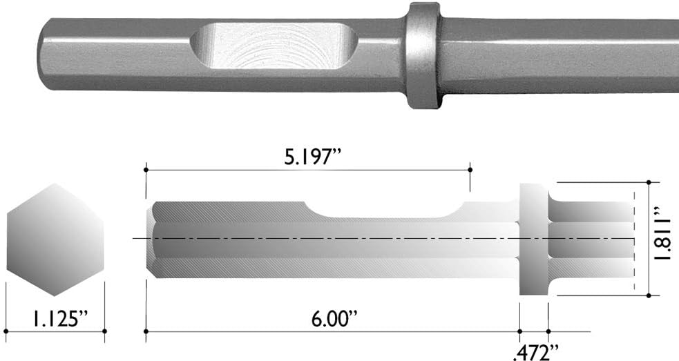 Sistema de raspador de piso resistente con vástago hexagonal de 1-18 pulgadas de ancho de 6 pulgadas de ancho con hoja de repuesto, cincel Champion