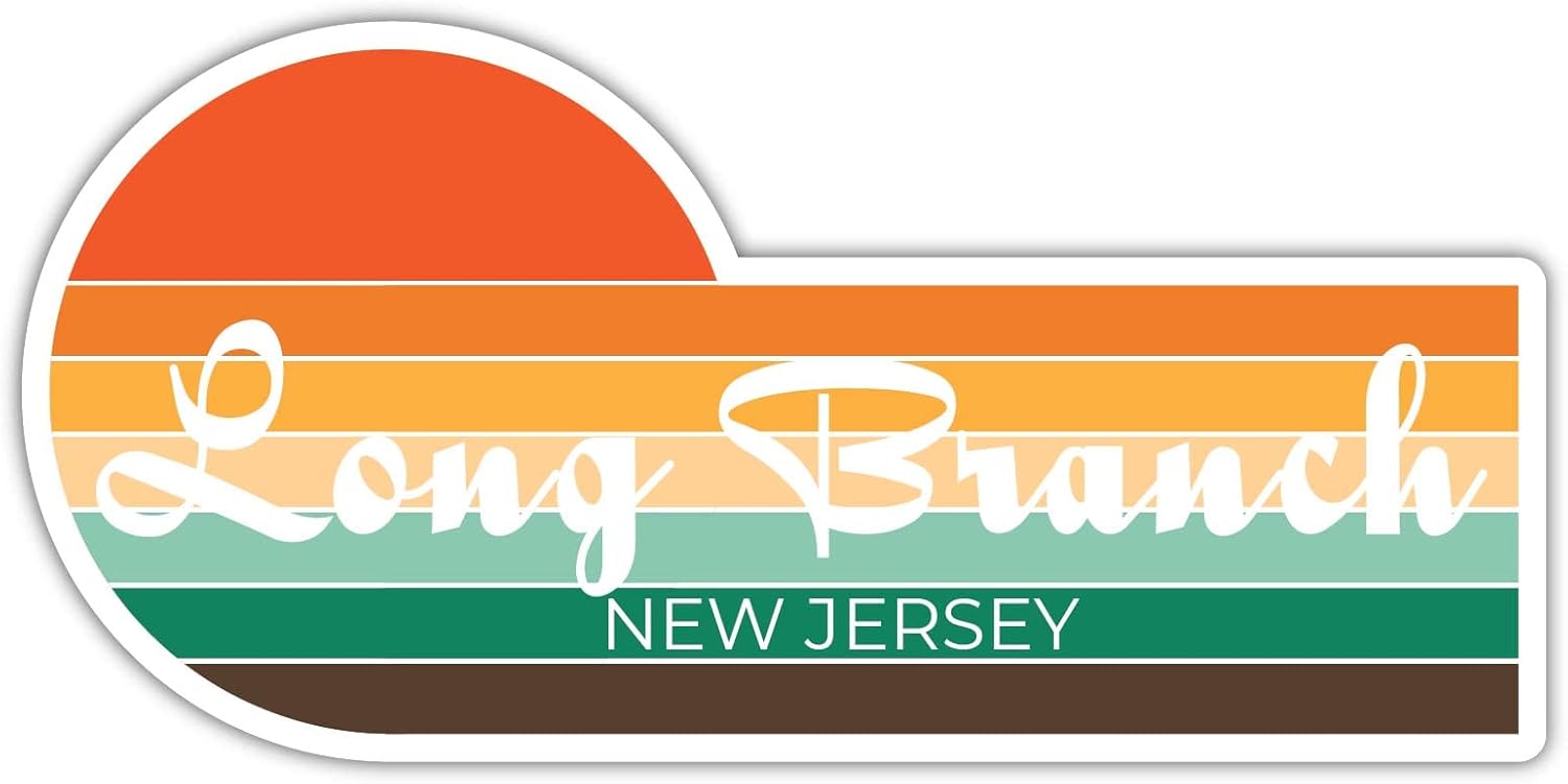 Long Branch New Jersey – Imán de nevera de 4 x 2.25 pulgadas, estilo retro, vintage, diseño estético de los años 70