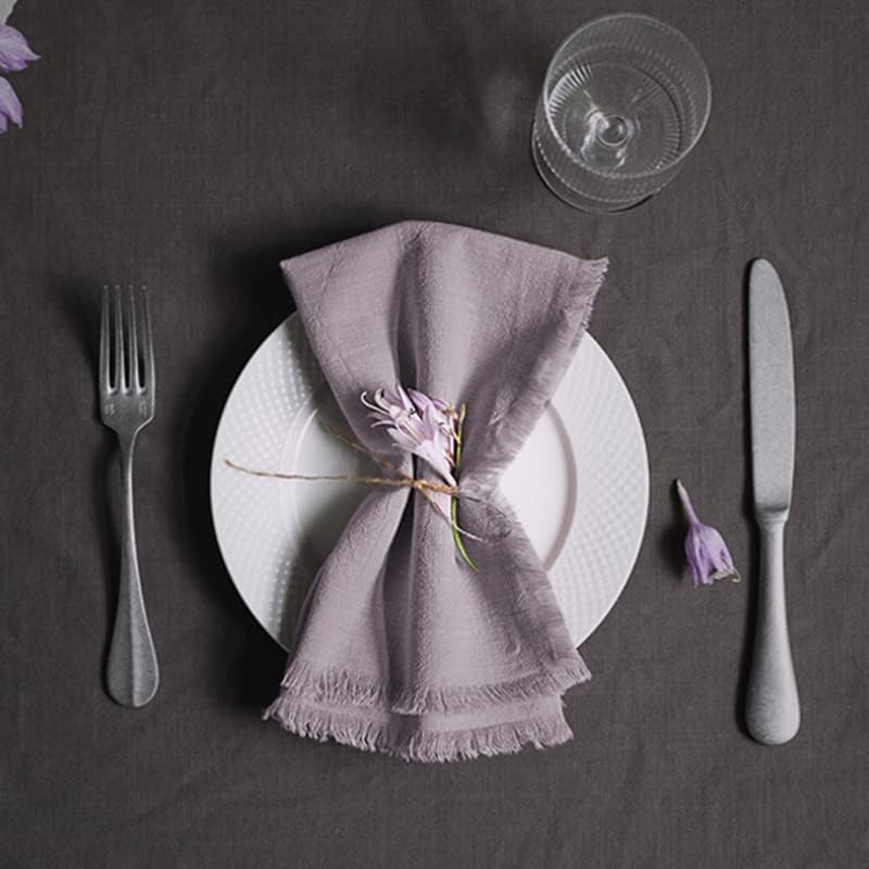 Ayuzawa Servilletas de tela hechas a mano 100% algodón con flecos, delicadas servilletas de tela hechas a mano para cenas, fiestas, bodas y más, 18