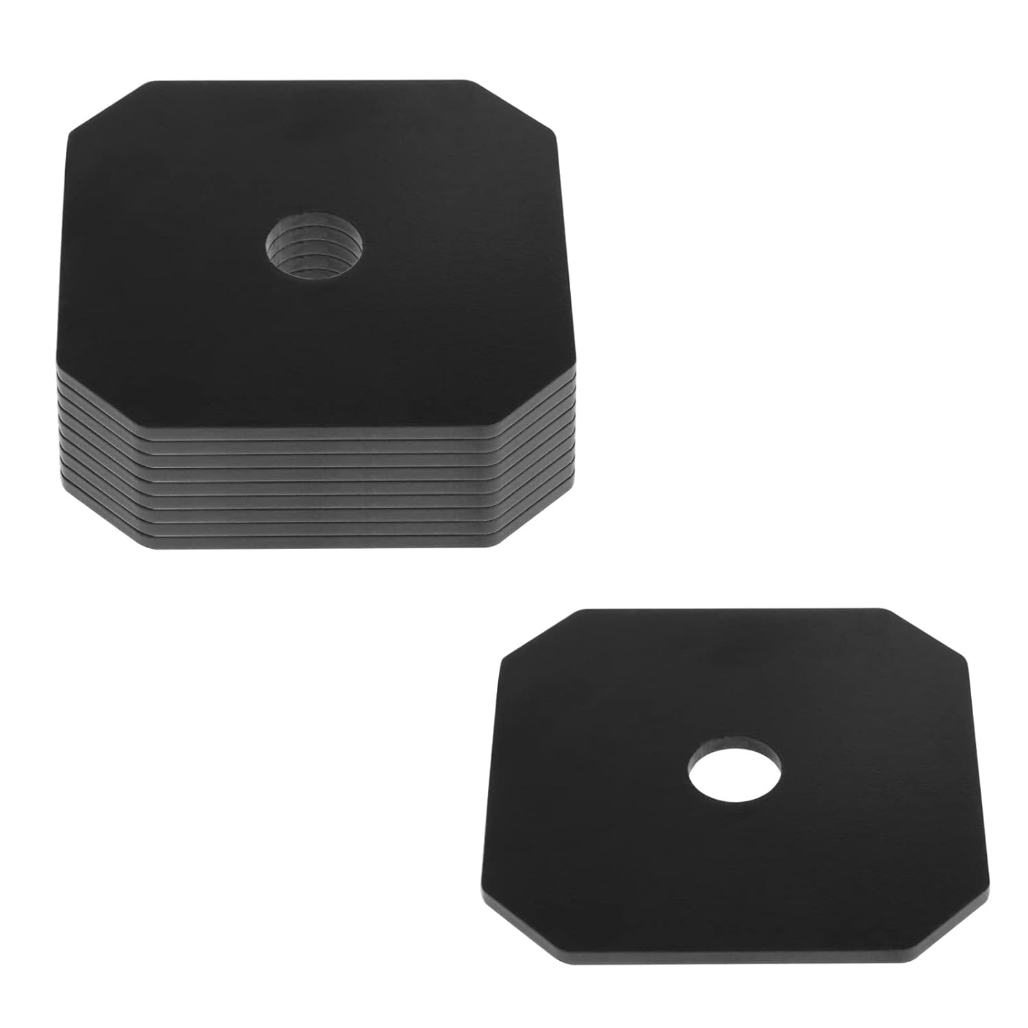10 piezas de arandelas decorativas para arandelas cuadradas negras de 3 x 3 pulgadas, conector de madera de madera, grosor de acero de 0.110 in,