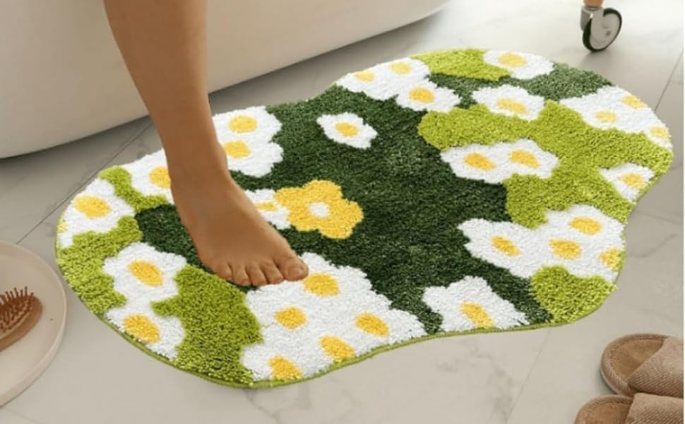 Alfombra de musgo, bonita alfombra de baño con hojas de musgo verde, alfombra de baño de musgo verde hierba, alfombra de musgo 3D antideslizante,