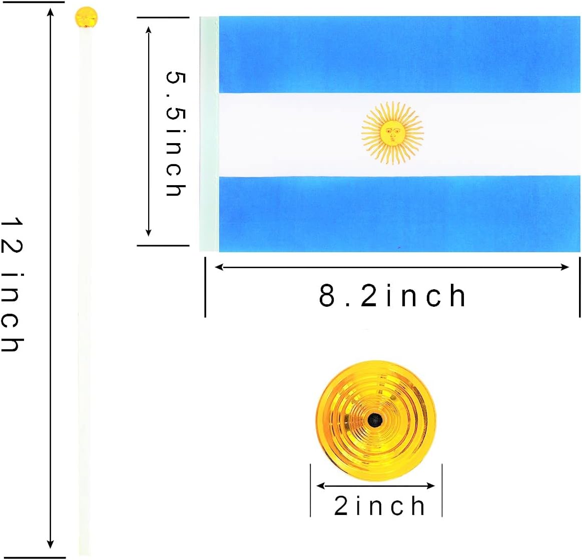 Bandera argentina de escritorio con bandera argentina, pequeñas banderas de mesa argentina para oficina con decoración de base de soporte (paquete