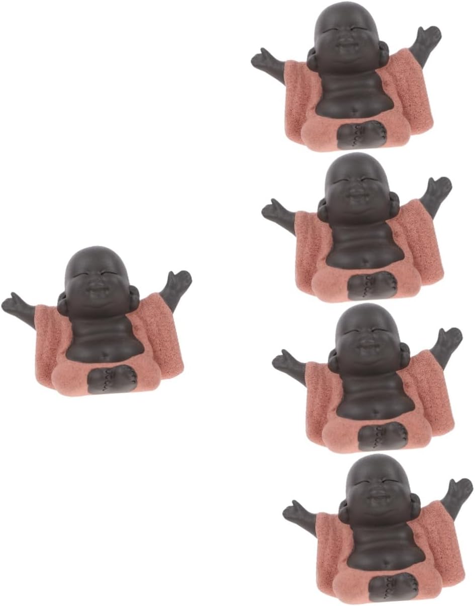 ABOOFAN 5pcs Outdoor Buddha Statue decoraciones para salas de casa car Dashboard Porcelain Buddha Statue Buddha Figurine Good Luck Buddha Tea pet