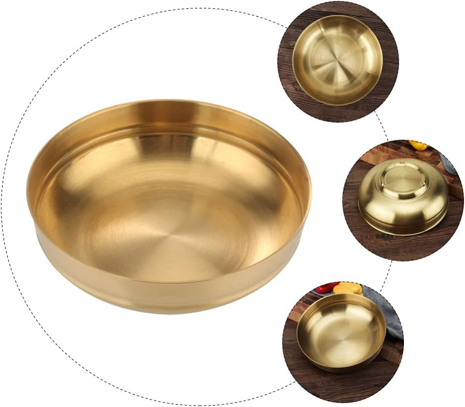 Hemoton Cuenco de acero inoxidable coreano Bibimbap Tazón de arroz de metal Tazón de cereales Tazón de servir para sopa Arroz Helado Bocadillos