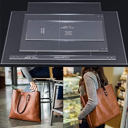 NW AAB-118 – Bolsa de cubo para mujer, plantilla acrílica, patrón de cuero, plantillas de cuero para bolsa de mano, Blanco, L