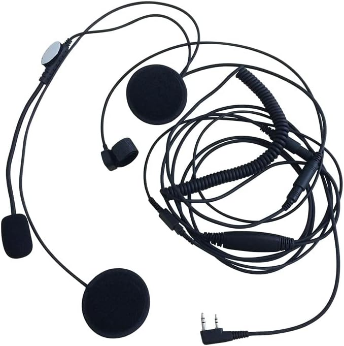 BAOFENG Kit de casco de 2 pines de cara completa para motocicleta, micrófono Ken WoodWOU XunPu XingLin ton Radio bidireccional Walkie Talkie, negro