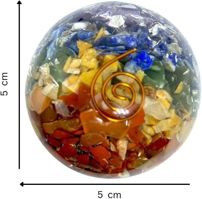 Spiritual Elementz – Bola de piedras preciosas de orgón de 7 chakras para reiki y decoración del hogar, cristales y piedras curativas,