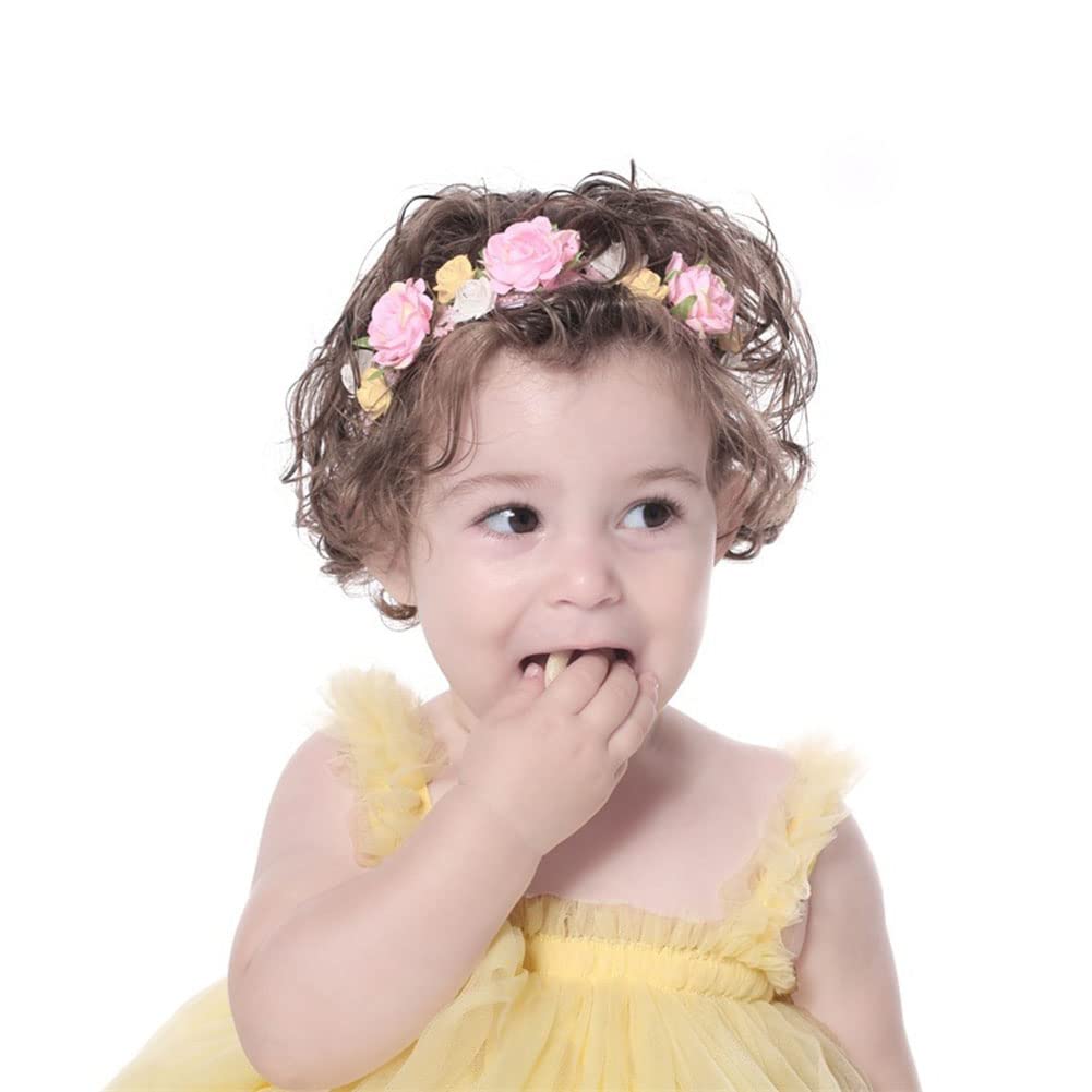 Diadema de flores de rosas coloridas para bebé niña para fiesta de cumpleaños, viajes, vacaciones, fotografía, accesorios para el cabello (blanco)