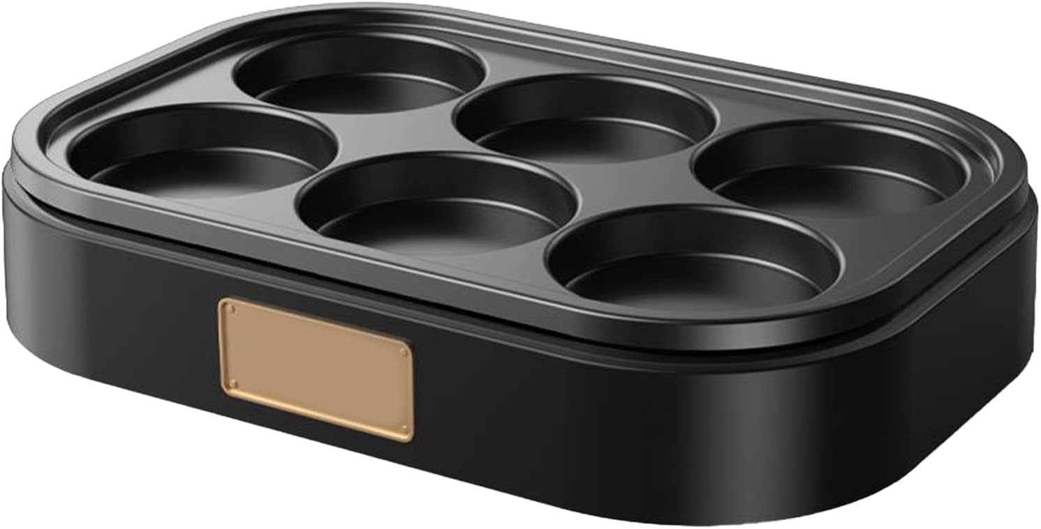 Mini sartén eléctrica para panqueques de 6 agujeros, sartén antiadherente de huevos, máquina para hornear antiadherente, desayuno multifuncional,