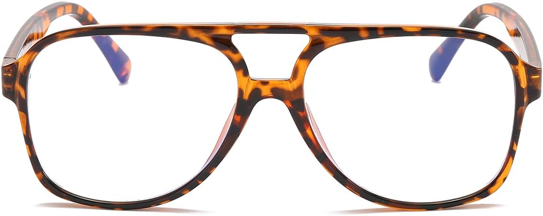 WHHJM Lentes de bloqueo de luz azul de aviador para mujeres y hombres, lentes retro de los años 70 con marco de aviador sin receta