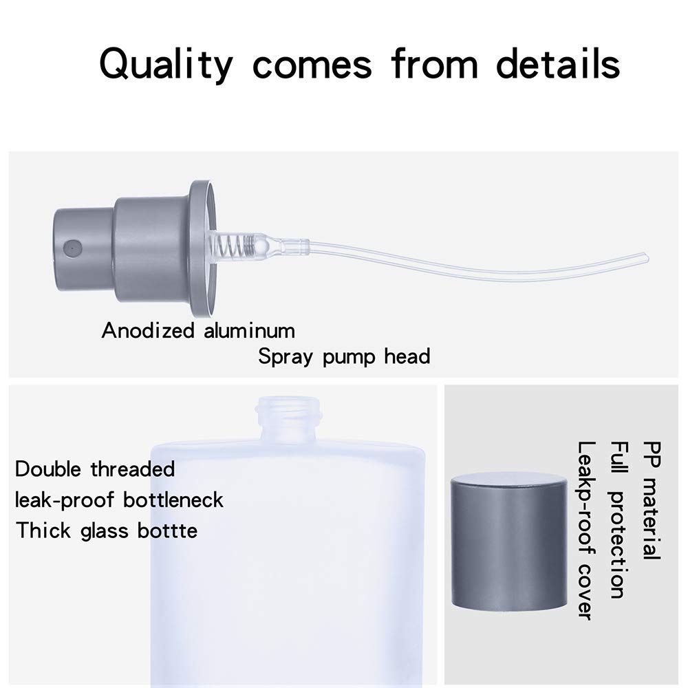 Paquete de 2 botellas vacías de vidrio esmerilado de 1.7 fl oz1.69 onzas, atomizador de perfume, botellas de perfume vacías recargables en aerosol