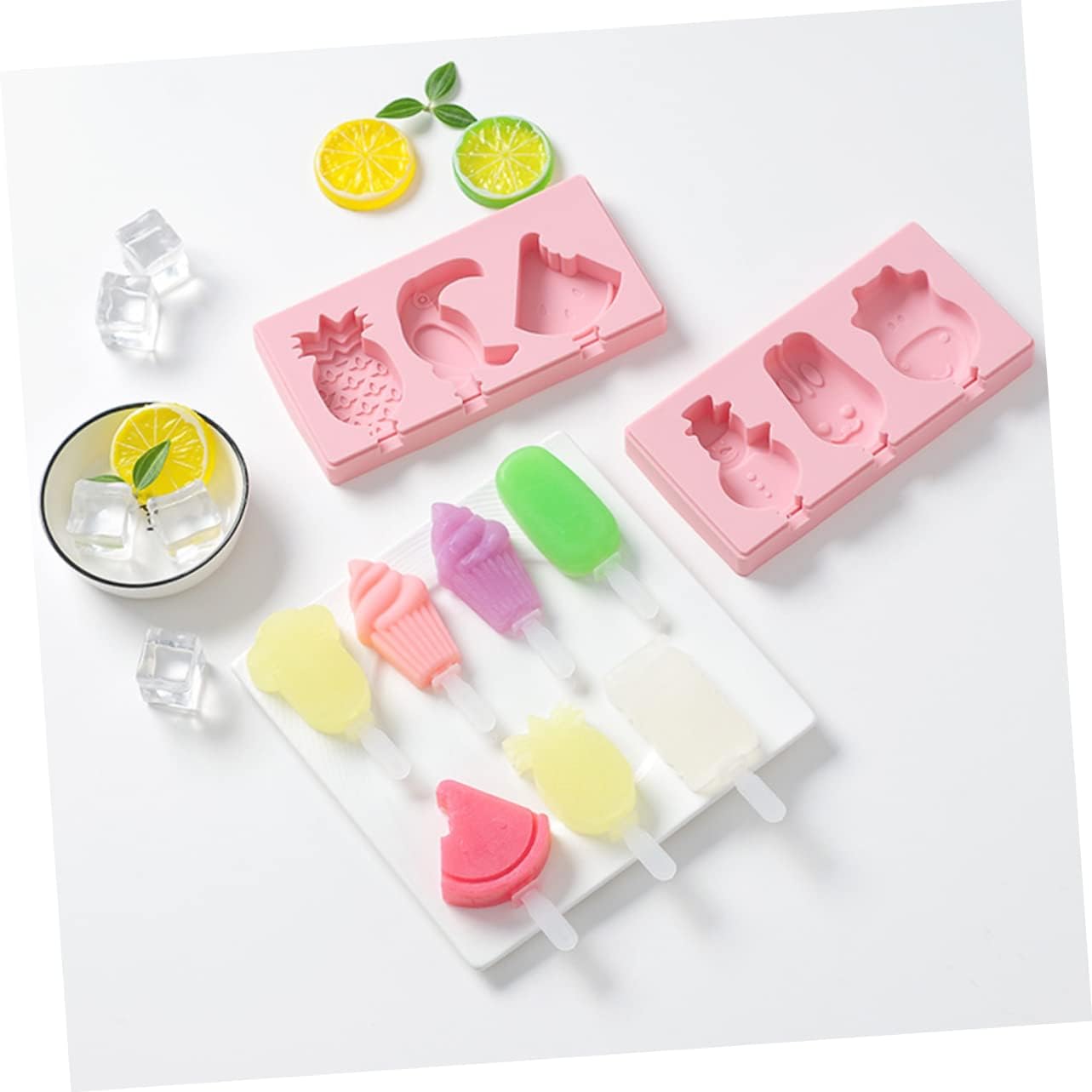 Zerodeko 6 juegos de moldes de silicona para tartas de paletas de helado, moldes de helado de frutas, moldes para helados con tapas, moldes de