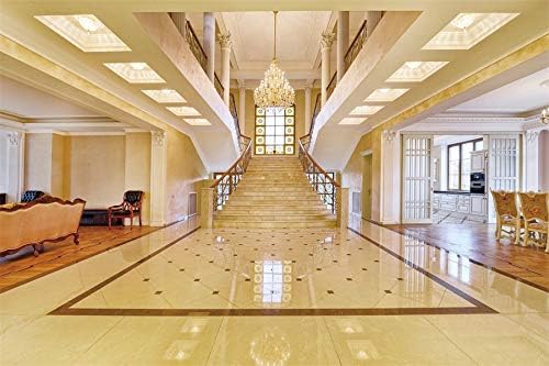 Yeele Telón de fondo de escalera de pasillo dorado, brillante, moderno, para interiores, fondo de boda para fotografía, iglesia gótica, palacio