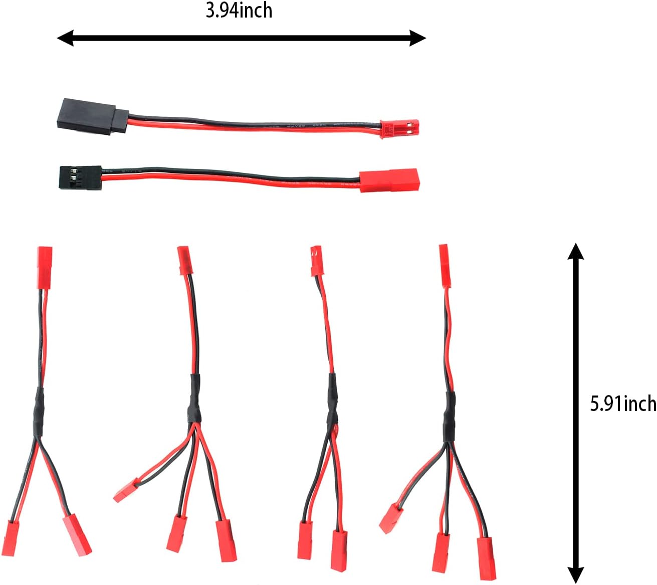 Maxmoral 6 unids JST Divisor de enchufe JST macho hembra Y Cable JST Y adaptador paralelo arnés JST a JR adaptador para ventilador de enfriamiento