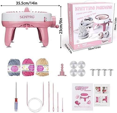 KPTIJXE Máquina de tejer 40 agujas, con dispositivo de organización de agujas, telar de tejido inteligente, kit de máquina de tejer doble para