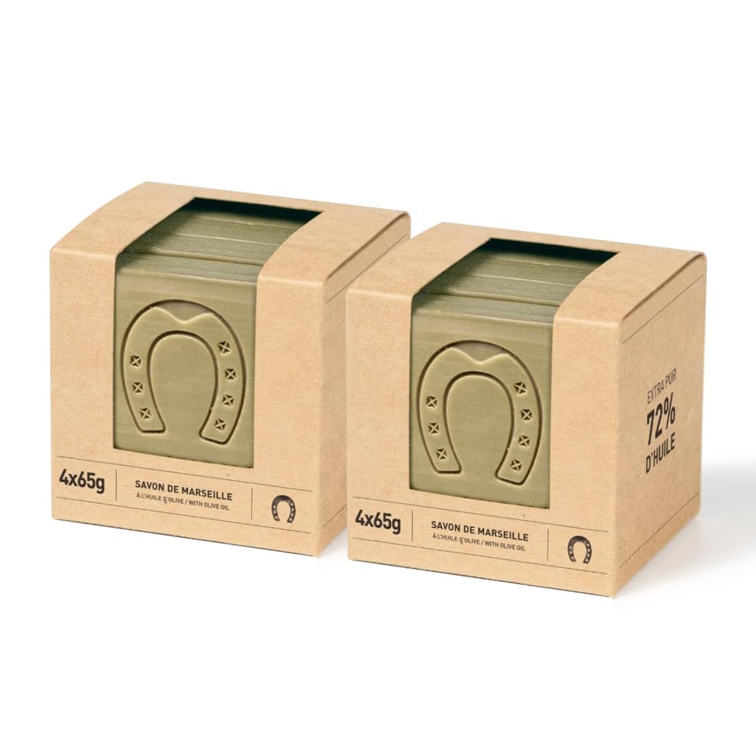 Fer à Cheval Pure Olive Savon De Marseille – Barra de jabón en rodajas  Barra de jabón de aceite de oliva francés, 4 x 2.29 oz, paquete de 2