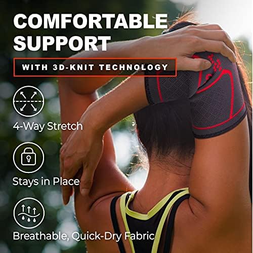 UFlex Elbow Compression Sleeve for Women & Men- Brace for Injury Recovery, Tendonitis, Tennis Elbow, Bursitis, Weightlifting, Golf, Basketball-
