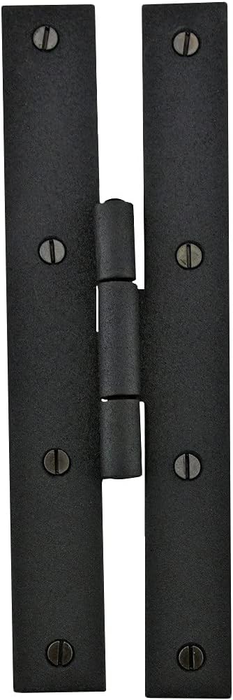 Renovators Supply Manufacturing H – Bisagras de gabinete de cocina de hierro forjado negro de 7 pulgadas con tornillos