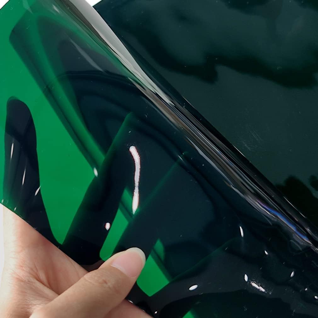 HYANG – Hojas de vinilo holográfico de piel sintética de PVC transparente verde negruzco, 1 rollo de 12 x 47 pulgadas (11.8 in x 47.2 in) para hacer