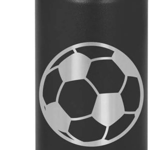 LaserGram Botella de agua con tapa abatible de doble pared de 40 onzas con pajilla, pelota de fútbol, grabado personalizado incluido (negro) LaserGram Botella de agua con tapa abatible de doble pared de 40 onzas con pajilla, pelota de fútbol, grabado personalizado incluido (negro)