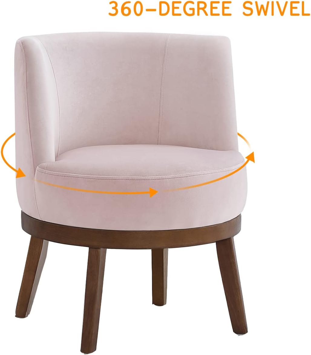 24KF Silla moderna giratoria de 360 grados, cómoda silla redonda de terciopelo para sala de estar, sillón esquinero para guardería, 7018S-rosa