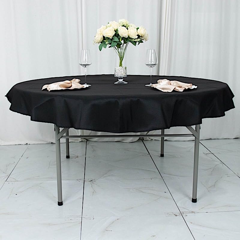 Balsa Circle Mantel redondo negro de 70 pulgadas de poliéster de alta calidad, ropa de cama de boda, fiesta, eventos, recepción, catering,