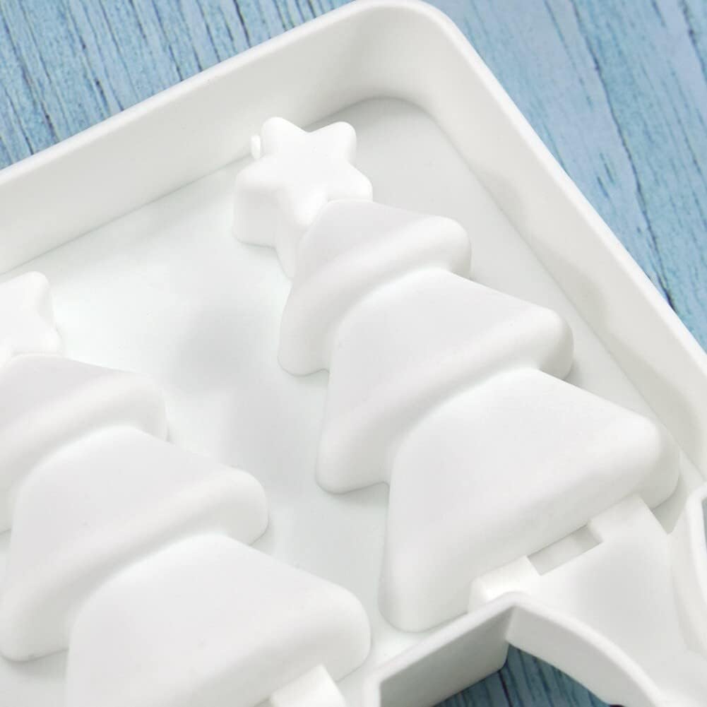 Moldes de paletas con forma de árbol de Navidad, moldes de silicona para paletas de 4 cavidades para niños y adultos, moldes para helados, moldes