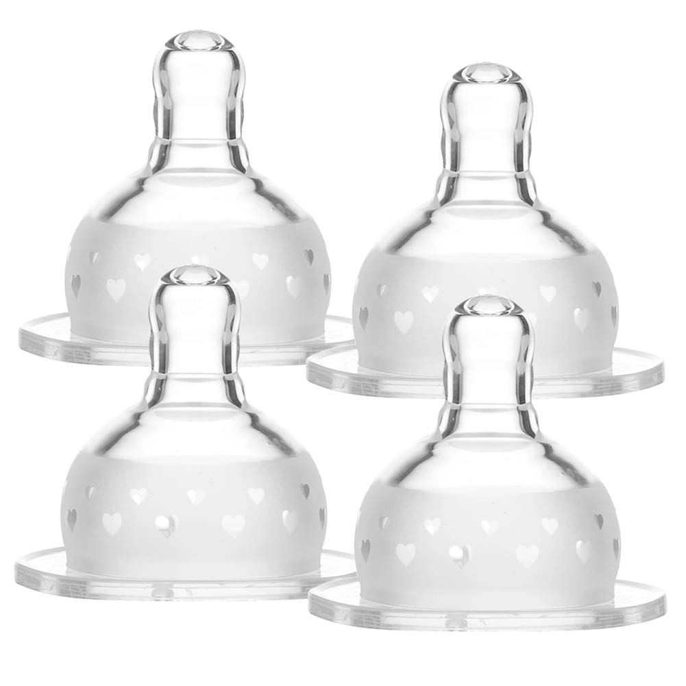 Paquete de 4 boquillas de repuesto de silicona para botellas Matyz de cuello ancho, flujo rápido, de 6 meses a 12 meses (talla L)