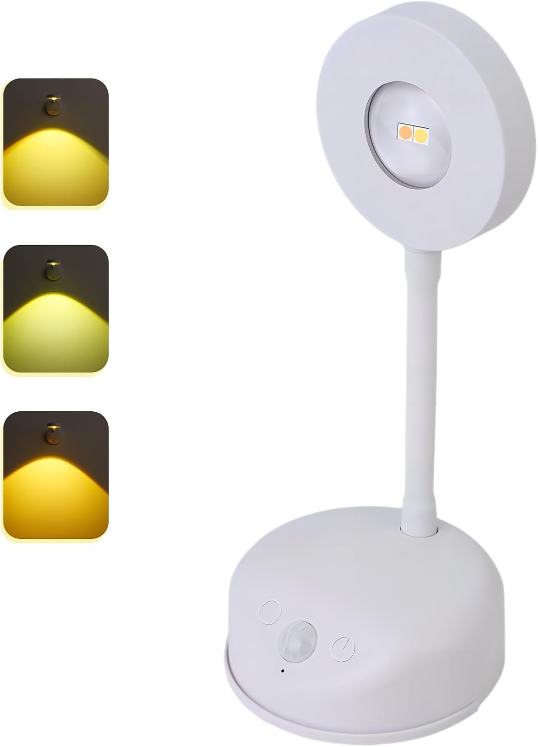 Lámpara de pared con sensor de movimiento, foco LED recargable, lámpara de lectura de cabecera con rotación flexible con 3 temperaturas de color