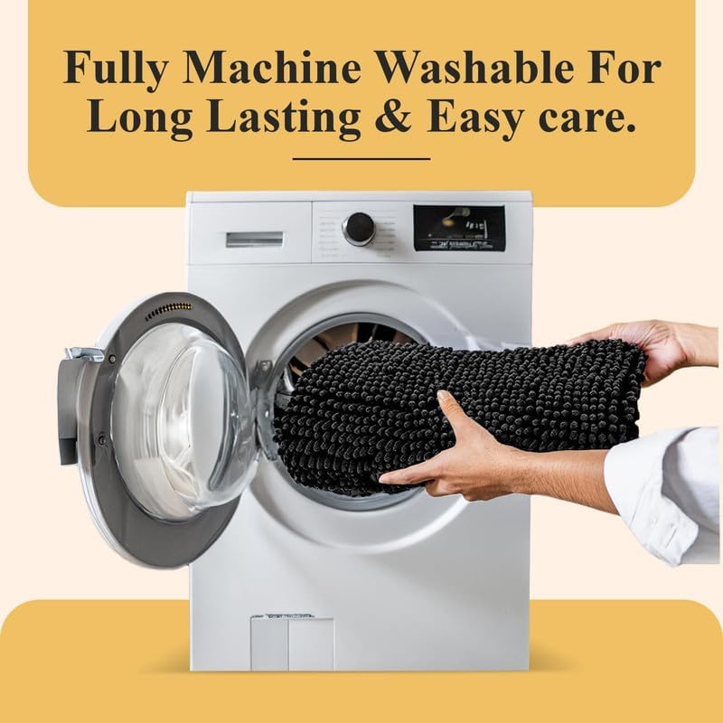 Tapete de baño extra largo de felpilla suave, tapete de microfibra absorbente, lavable a máquina y antideslizante para puerta, baño, habitación