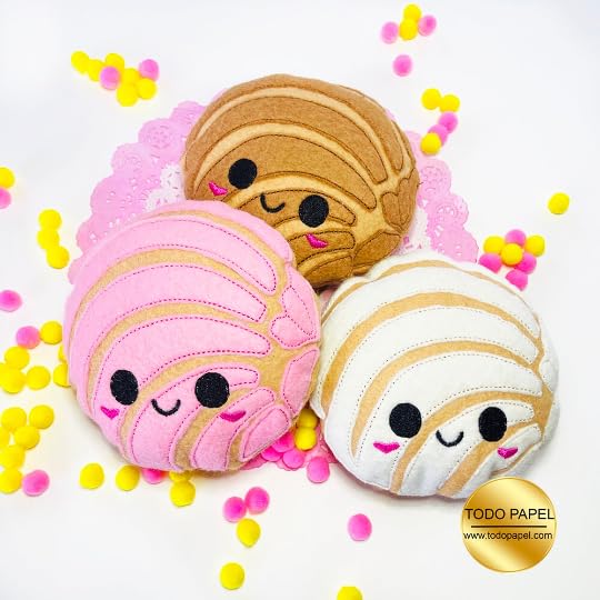 Kawaii Handmade Conchas mini Plushies, Pretend Play Food Mexican pan dulce Choose from Strawberry, Chocolate, Vanilla. Felt Eco friendly play