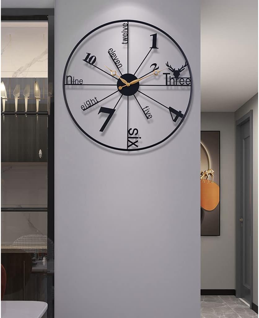 AOKLEY Reloj de pared Large Wall Clock for Living Room Decor 21 Inch Metal Wall Clock Silent Battery Operated Modern Luxury Wall Clock for Bedroom