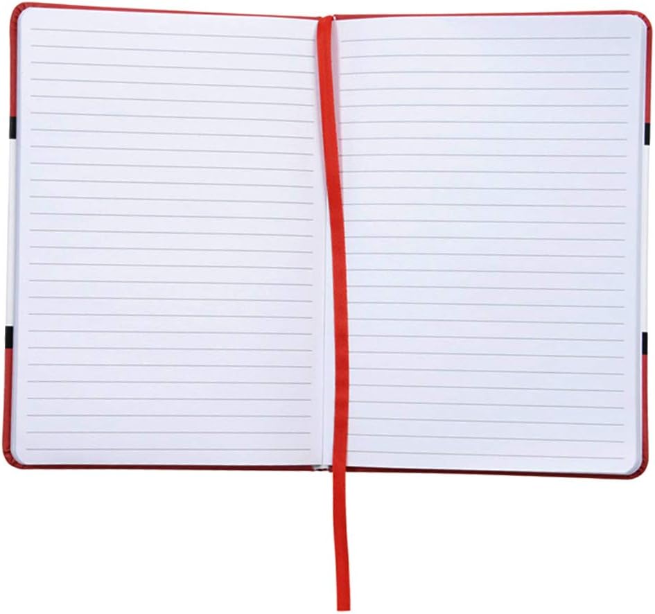 Sweda Cuaderno de tapa dura de alta calidad, elegante diseño rojo y blanco, 80 páginas rayadas, cierre elástico, bolsillo para documentos, elegante