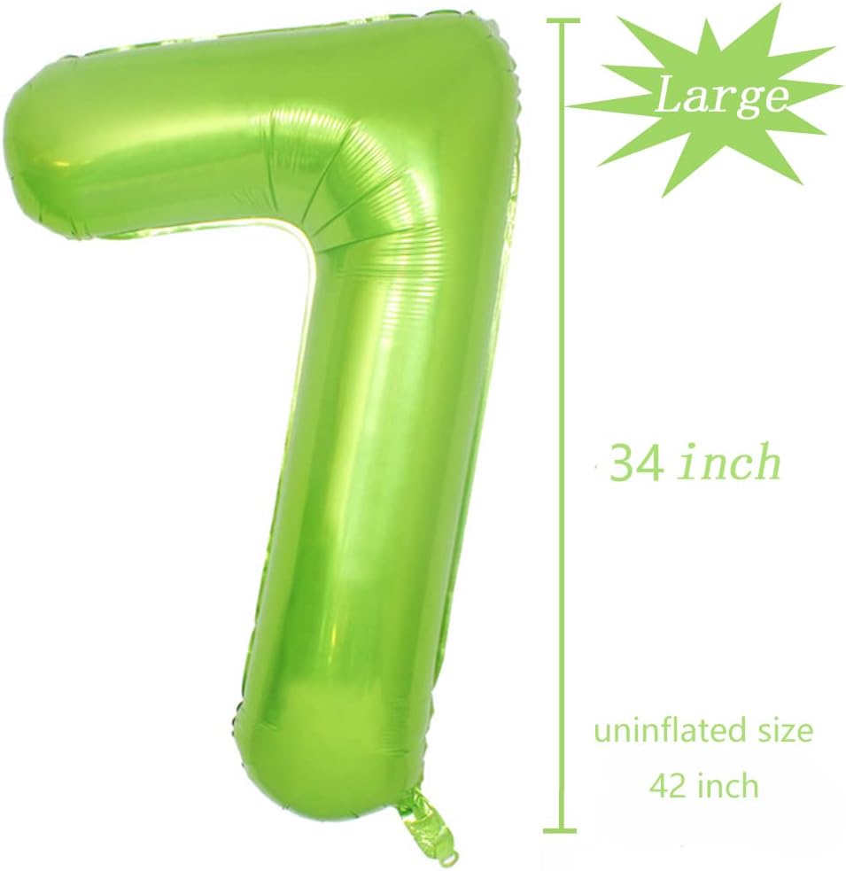 Globos de papel aluminio verde número 7, 42 pulgadas