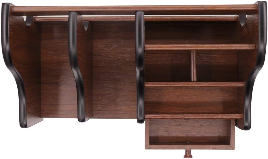 Coideal – Organizador giratorio de madera para guardar controles remoto o artículos de escritorio y oficina, con 4 compartimentos, Marrón