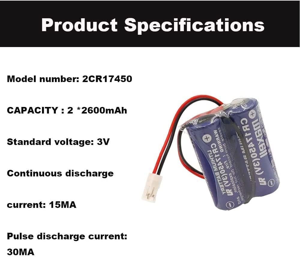 XIAOXX (1 unidad) 2CR17450-2WK27  D80UB016170 3V 2600mAh Batería para Mazak 2CR17450 3V Batería