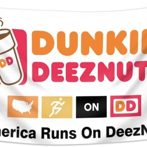 Dunkin Donuts – Bandera divertida para dormitorio universitario, póster para dormitorio, sala de estar, decoración de pared, decoración de jardín, Dunkin Donuts – Bandera divertida para dormitorio universitario, póster para dormitorio, sala de estar, decoración de pared, decoración de jardín,