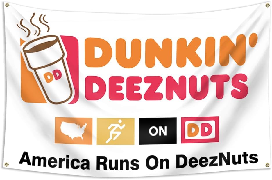 Dunkin Donuts – Bandera divertida para dormitorio universitario, póster para dormitorio, sala de estar, decoración de pared, decoración de jardín,