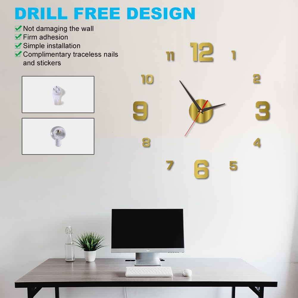 Reloj de pared silencioso de acrílico sin marco 3D con esfera luminosa para sala de estar, oficina, dormitorio, decoración moderna de la casa,