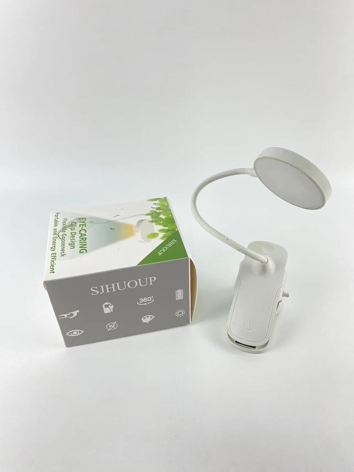 SJHUOUP – Lámpara de escritorio con clip, 3 modos de iluminación, 10 modos de iluminación, 10 brillos regulables, luz de abrazadera USB, flexible,