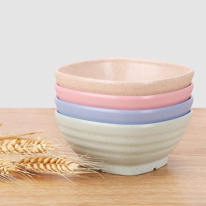 SOUJOY Paquete de 20 cuencos de paja de trigo, cuencos de cereales irrompibles de 20 onzas, cuencos de sopa reutilizables para aperitivos, arroz,