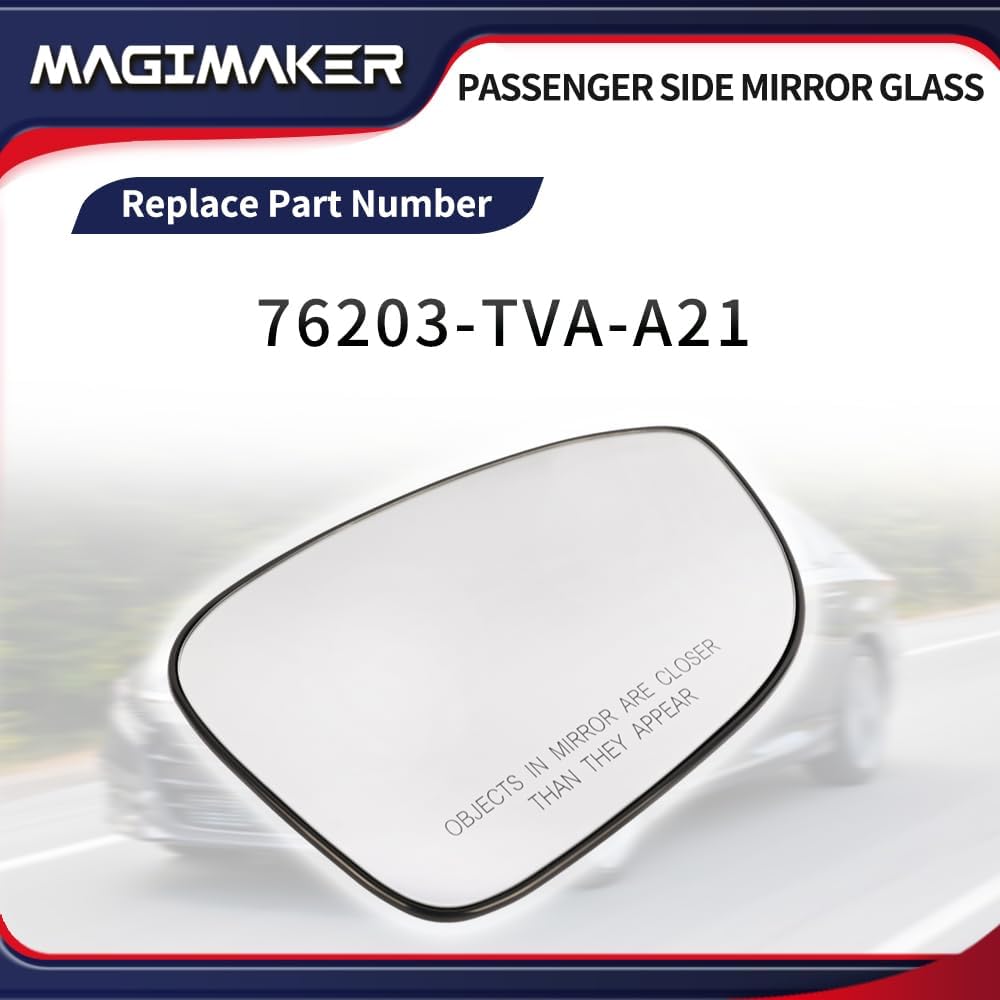 Espejo lateral derecho del pasajero con soporte trasero 76203-TVA-A21 compatible con Honda Accord 2018, 2019, 2020, 2021, 2022, vidrio calefactable