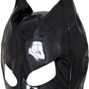 Máscara de gato de Halloween para mujer, máscara de piel sintética negra, máscara de Halloween para carnaval, fiesta, cosplay, talla M Máscara de gato de Halloween para mujer, máscara de piel sintética negra, máscara de Halloween para carnaval, fiesta, cosplay, talla M