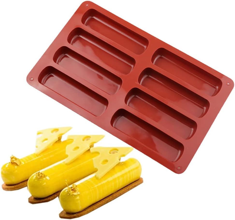 Molde de silicona para galletas de dedo, molde de barra de chocolate, molde antiadherente de silicona para pastel Twinkie, molde rectangular para