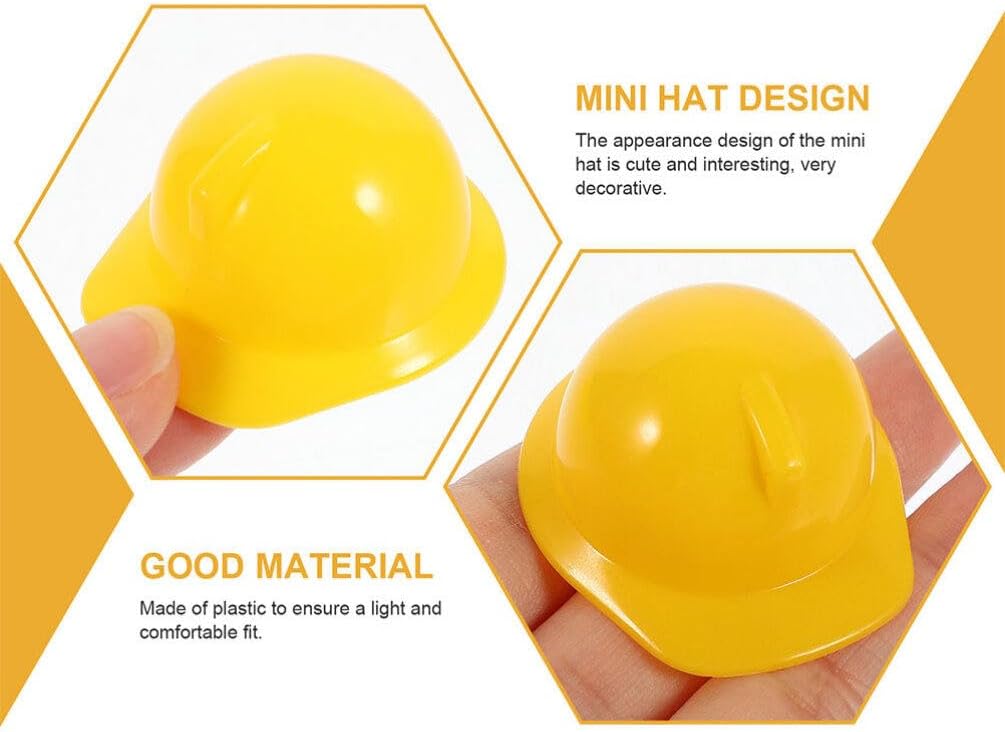 Abaodam 10 unids Mini sombrero de construcción de plástico mini amarillo construcción fiesta Cap para fiesta accesorios muñeca Halloween Dress Up