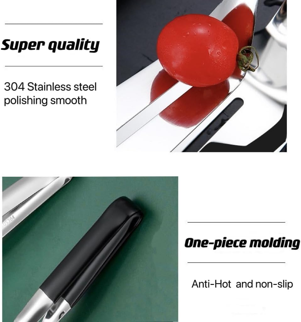 2 pinzas de acero inoxidable 304 para cocina, pinzas multiusos para barbacoa, pinza para pan, abrazadera para carne frita, pescado volteado, pinzas