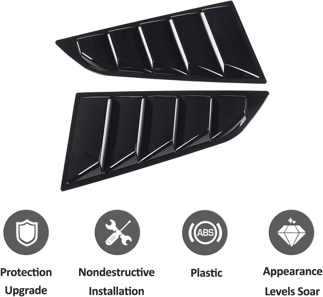 Persianas triangulares para ventana lateral trasera de automóvil compatibles con Chevrolet Corvette C7 2014-2019 (negro brillante)